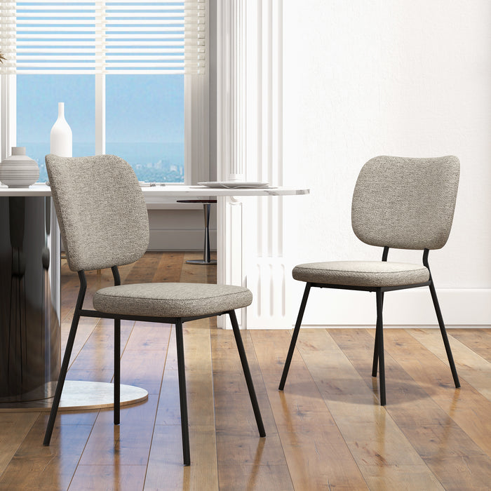 Fabric Furniture - Modern Dining Chair Set of 2 with Grey Linen Fabric - Perfect for Contemporary Home Dining Spaces
