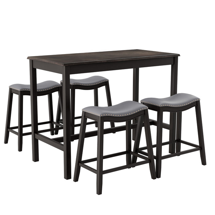 Counter Height Kitchen Table Set - Compact Design, 4 Stools Included - Ideal for Small Spaces
