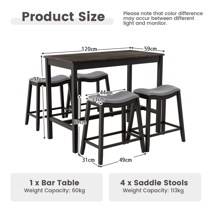 Counter Height Kitchen Table Set - Compact Design, 4 Stools Included - Ideal for Small Spaces