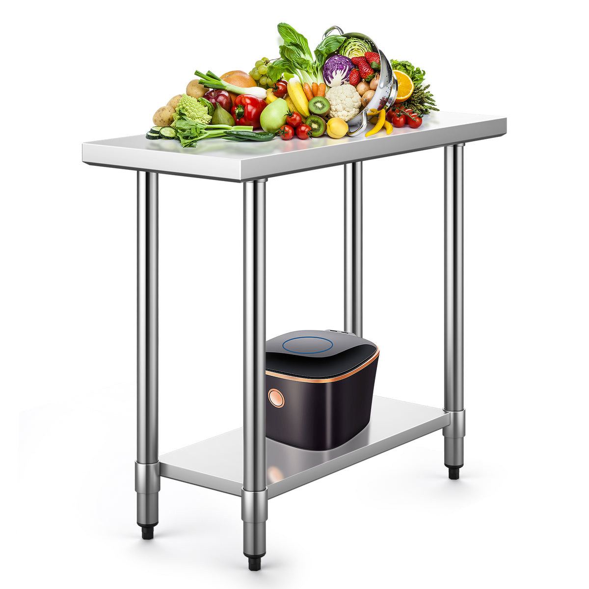 Height Adjustable Kitchen Table - 61 x 91 cm Size with Adjustable Feet - Ideal for Varying Dining Spaces and Needs
