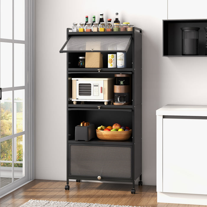 5-Tier Kitchen Rack - Black Baker's Storage Solution - Ideal for Chefs and Home Bakers