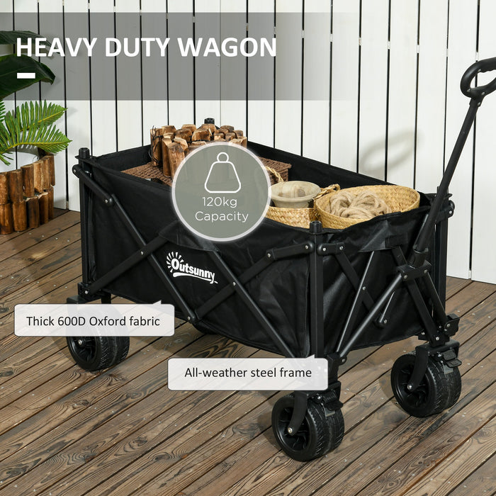 Outdoor Wagon Cart with Folding Design - Heavy-Duty Garden Trolley with 120KG Load Capacity, Comes with Carry Bag - Ideal for Beach, Camping & Festivals