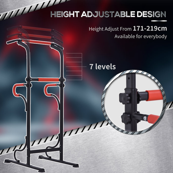 Multi-Purpose Steel Power Tower - Adjustable Height Pull-Up Station with Comfort Grips - Ideal for Full-Body Workout and Strength Training