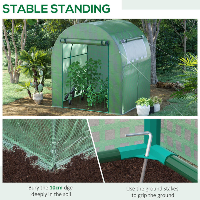 Walk-In Polytunnel Greenhouse - Sturdy Garden Greenhouse with Roll-Up Window, Door, 1.8x1.8x2m - Ideal for Plant Protection & Year-Round Gardening