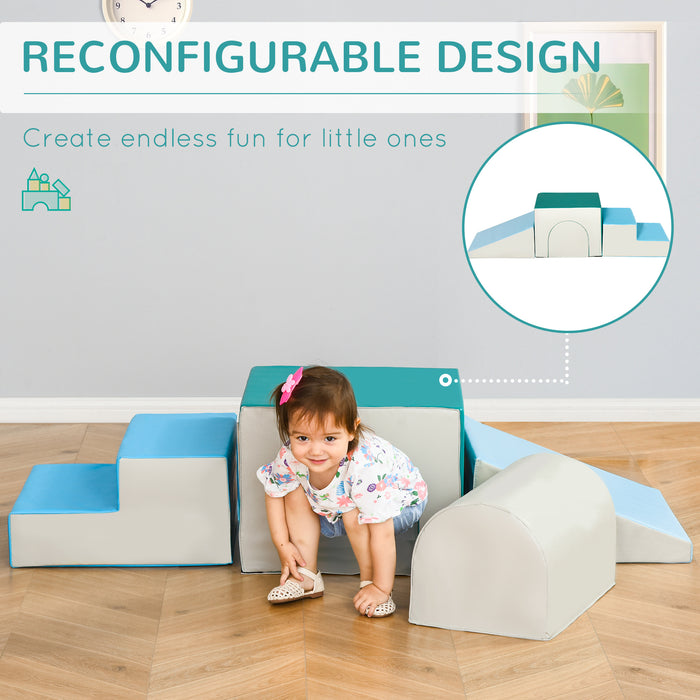 Kids 4-piece Soft Play Set - Baby Foam Climbing Blocks for Indoor Play - Enhances Gross Motor Skills in Toddlers 1-3 Years
