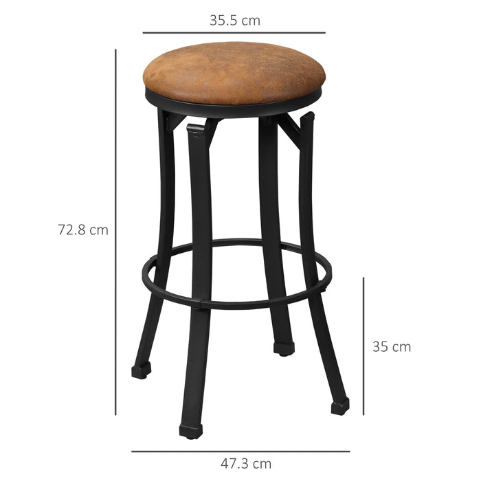 Vintage Kitchen Stools Set of 2 - Microfiber Cloth Breakfast Bar Chairs with Footrest and Brown Powder-Coated Steel Legs - Ideal for Home Bar and Kitchen Seating