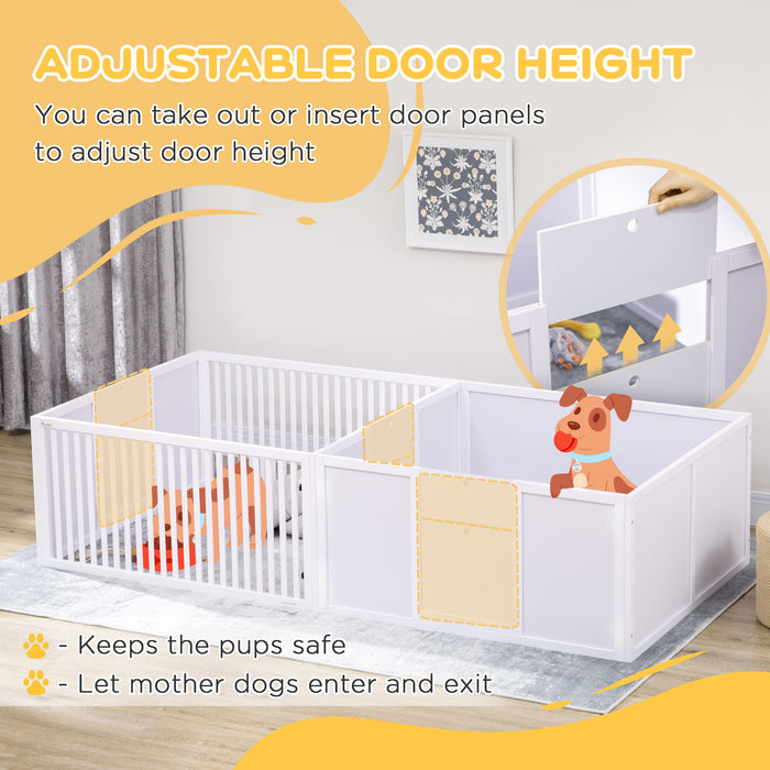 7-Panel Baby Dog Playpen with Triple Entry - Dual-Room Puppy Enclosure, Whelping Box - Safe Space for Training & Play for Young Pets