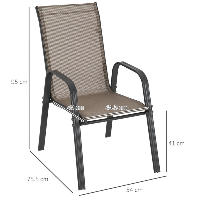 Stackable Grey Garden Chairs - 4-Piece Outdoor Dining Chair Set - Space-Saving Seating Solution for Patios and Backyards