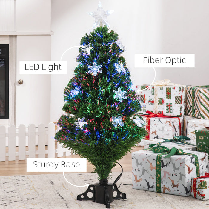 HOMCM 3FT Prelit Tree - LED & Fiber Optic Illuminated Artificial Christmas Tree with Foldable Stand - Festive Home Xmas Decor for Small Spaces