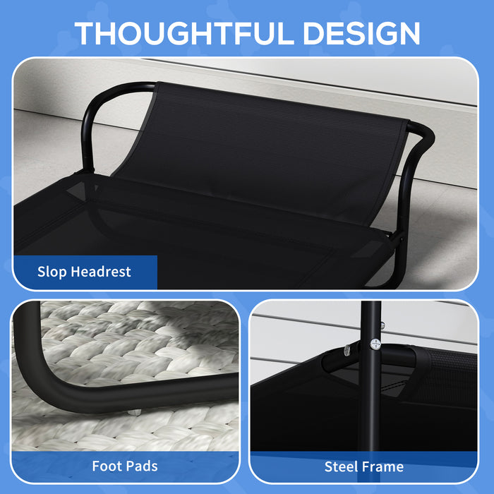 Elevated Dog Bed with Inclined Headrest - Durable Mesh Fabric, Non-Slip Feet, Easy Clean - Ideal for Small Breeds, 80x59x26 cm