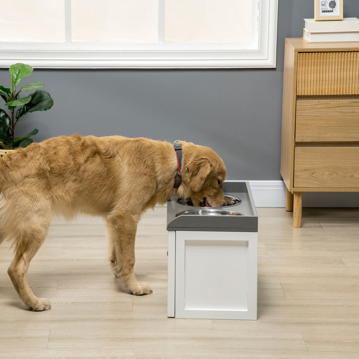 Stainless Steel Elevated Pet Feeders - Dual Raised Bowls with 21L Food Storage Drawer for Large Dogs & Cats - Ergonomic Dining Solution & Pet Supply Organizer