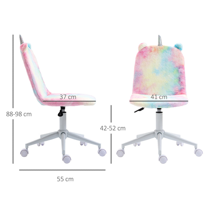 Fluffy Unicorn Mid-Back Office Chair - Swivel Wheel, Cute Rainbow Desk Chair - Ideal for Adding a Pop of Color to Any Workspace