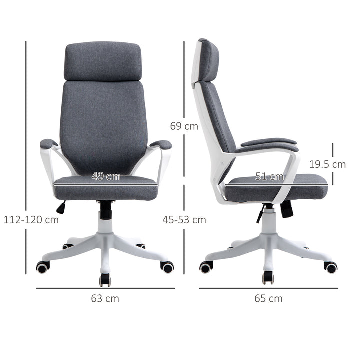 Ergonomic High-Back Office Chair - 360° Swivel, Adjustable Height with Lumbar Support - Comfortable Desk Task Chair for Home or Office Workers
