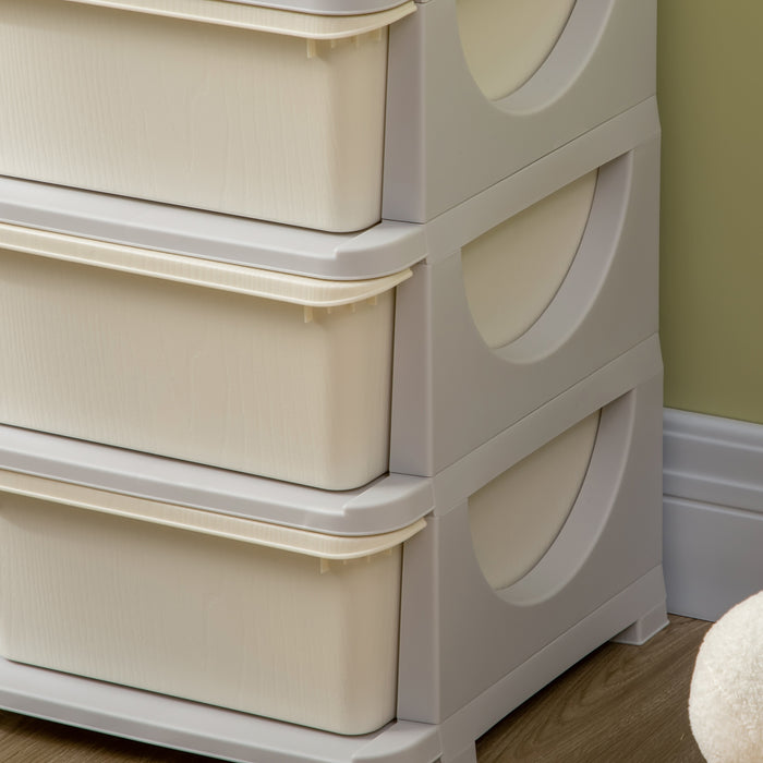 Kids 6-Drawer Storage Organizer - 3-Tier Toy and Clothing Storage Solution - Perfect for Nursery, Playroom, and Kindergarten Spaces in Cream Color
