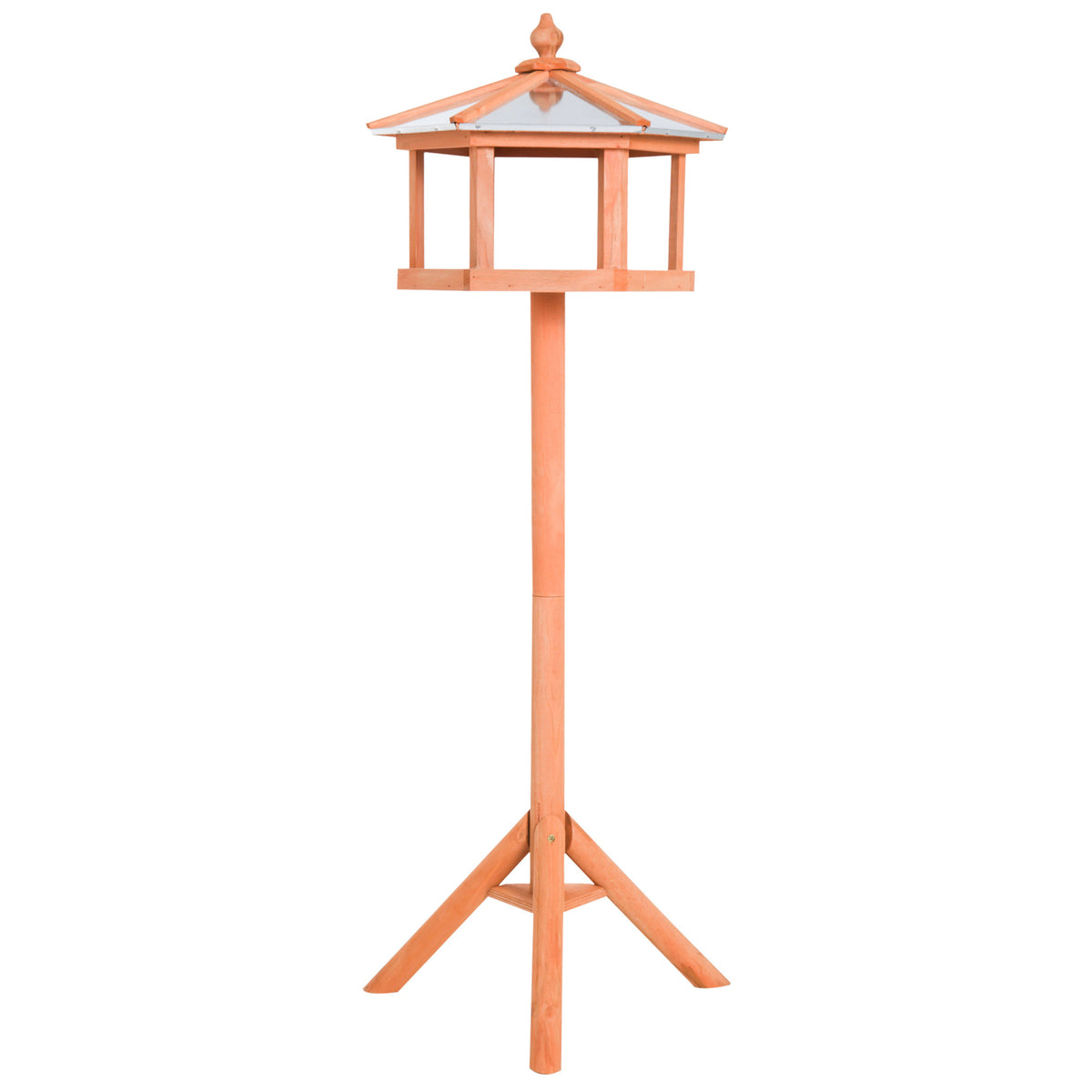 Deluxe Garden Bird Feeder Stand - 113cm Tall Wooden Feeding Station and Parrot Table - Ideal for Attracting Wild Birds and Pet Enrichment