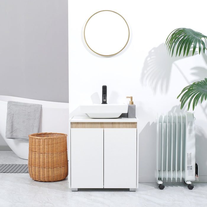 Modern Bathroom Sink Cabinet - Floor Standing, Freestanding Storage with Double Doors - Space-Saving Organizer for Bathroom Essentials