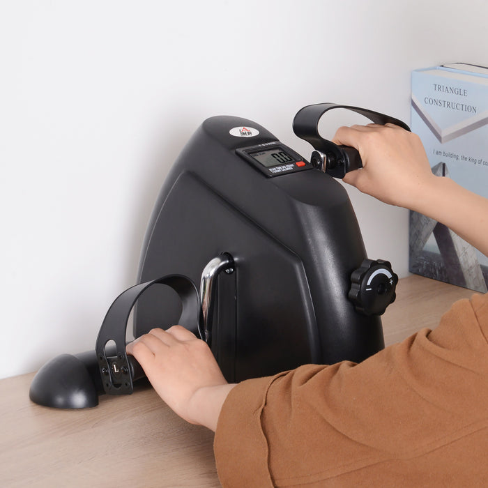 Compact LCD Display Mini Exercise Bike for Fitness - 9W x 40D x 31H cm, Sleek Black - Ideal for Small Space Workouts and Rehabilitation