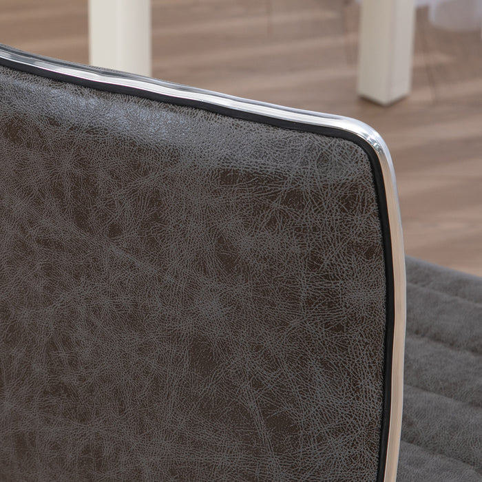 Armless Mid-Back Swivel Office Chair - Grey Microfiber Upholstery with Chrome Base - Ideal for Comfortable Desk Seating