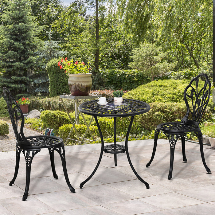 3 Piece Patio Bistro Set - Outdoor Aluminum Dining Furniture with Umbrella Hole, Garden and Balcony-Friendly - Ideal for Al Fresco Meals and Relaxation