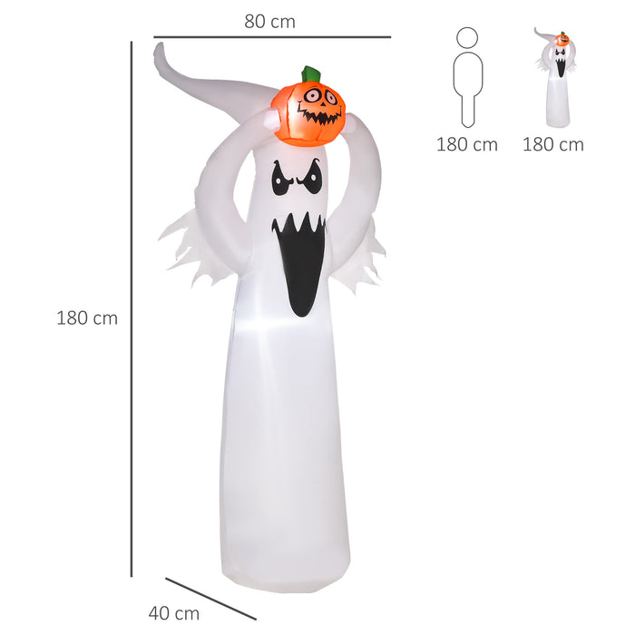 Floating Ghost & Pumpkin Inflatable - 6FT Halloween LED Yard Decoration, Next-Day Delivery - Perfect for Outdoor Parties and Lawn Decor