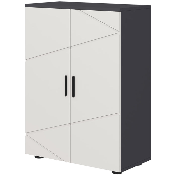 Small Bathroom Storage Cabinet - Dual-Door Cupboard with 2 Adjustable Shelves & Soft Close Feature, Grey - Space-Saving Organizer for Toiletries and Linens