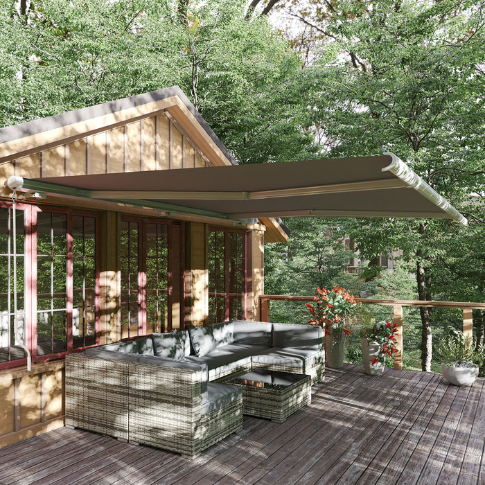 Full Cassette Electric/Manual Retractable Awning 4x3m with LED - Sun Canopy for Patio Doors and Windows, Grey - Outdoor Shade with Remote Control for Comfort and Convenience