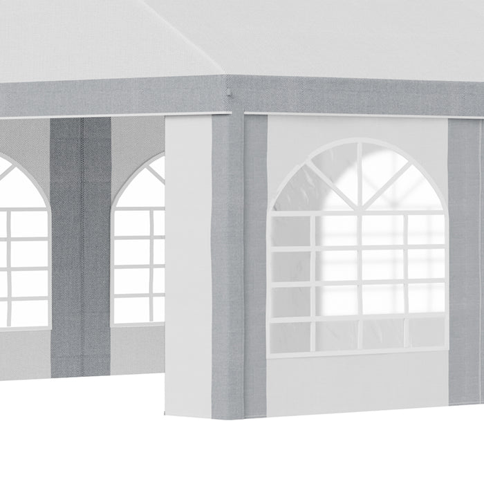 Galvanized 8x4m Party Tent Marquee - Gazebo with Side Walls, 8 Windows, Dual-Entry Doors - Ideal for Outdoor Celebrations, Weddings, and Events