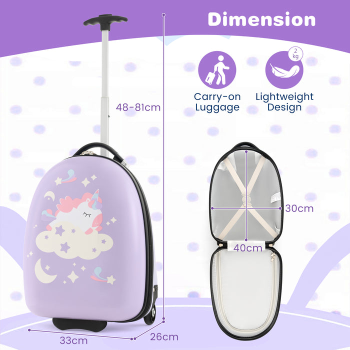 Kids Travel Luggage - 16 inch Wheeled Carry-On Suitcase - Designed for Comfortable and Fun Travelling for Children
