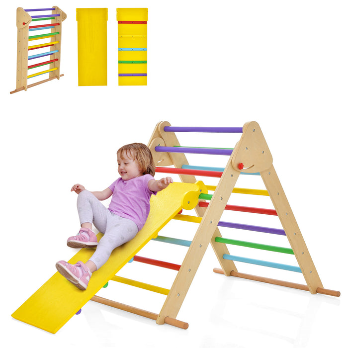 Little Mountaineers - Kids Adjustable Climbing Triangle with Reversible Ramp in Multicolor - Boosting Physical Development while Providing Fun Playtime Activities for Children