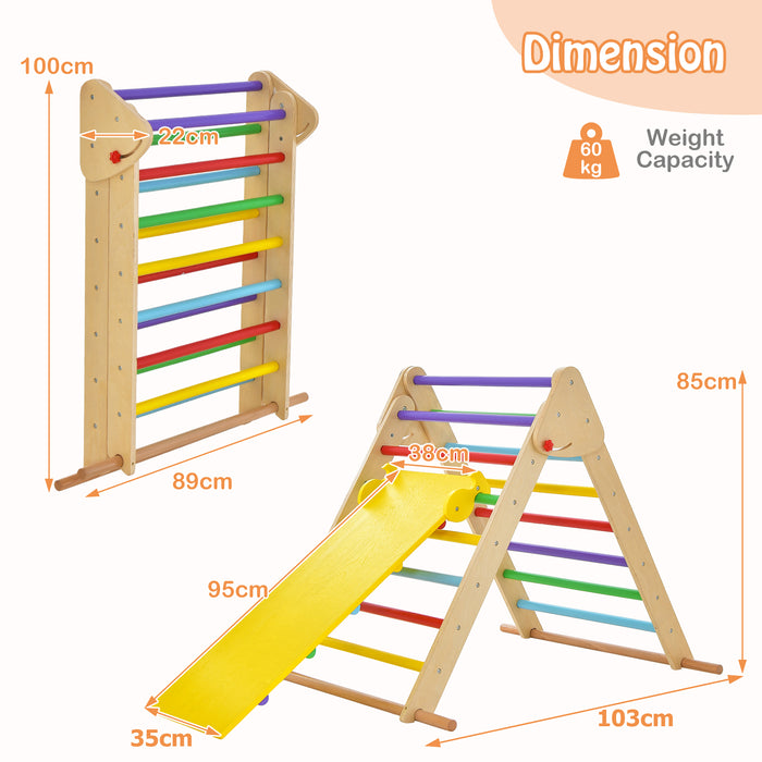 Little Mountaineers - Kids Adjustable Climbing Triangle with Reversible Ramp in Multicolor - Boosting Physical Development while Providing Fun Playtime Activities for Children