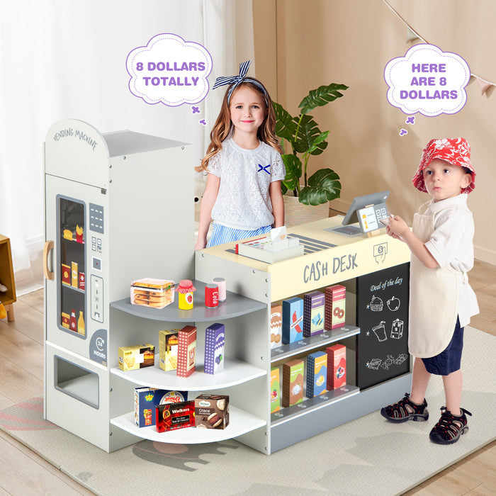 Playset Grocery Store for Kids - Includes Cash Register and Interactive Chalkboard - Ideal for Imaginative Role Play