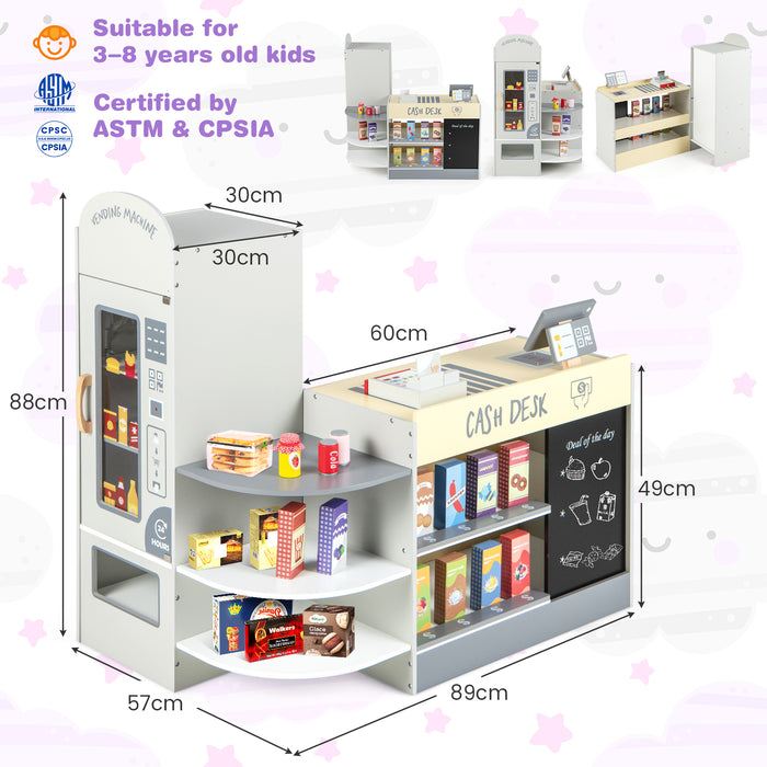 Playset Grocery Store for Kids - Includes Cash Register and Interactive Chalkboard - Ideal for Imaginative Role Play