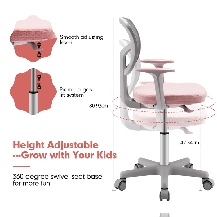 Adjustable Children's Desk Chair - Swivel Capabilities and Lumbar Support, Blue - Ideal for Growing Kids and Promoting Proper Posture