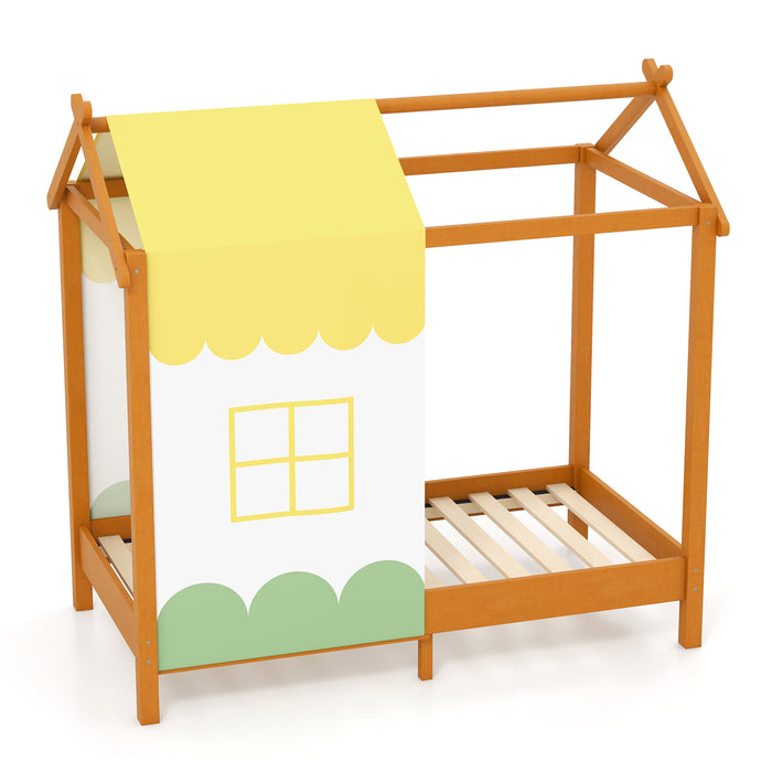 Kids House Bed - Playhouse Bed with Removable Canopy & Roof Feature - Perfect for Stimulating Children's Imagination