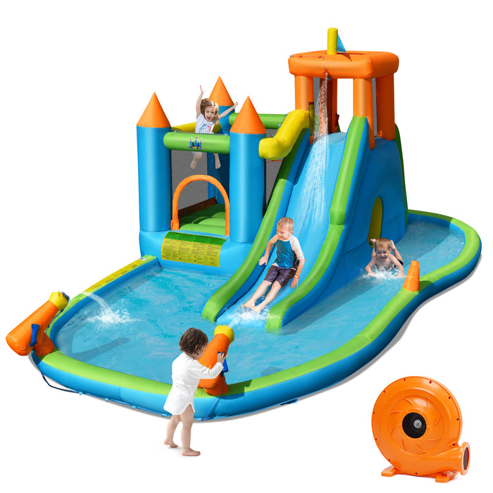 Inflatable Kids Bounce House - Featuring Long Slide and Included Air Blower - Perfect for Children's Outdoor Play and Parties
