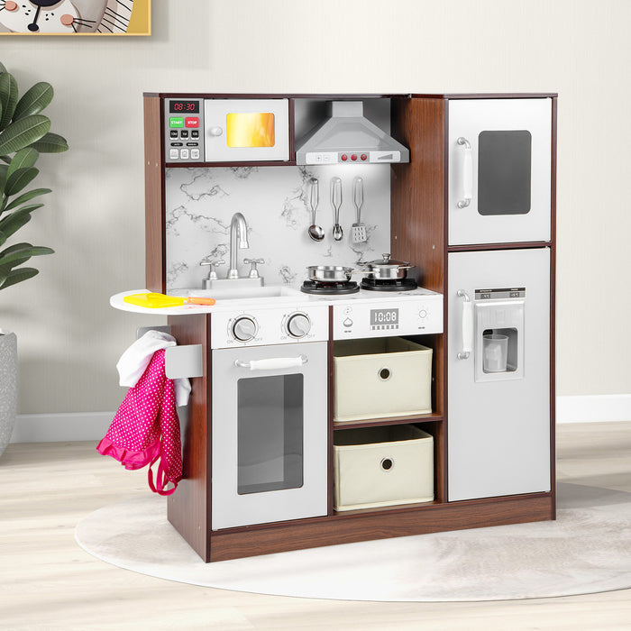 Interactive Kids Toy Kitchen Playset - With Attractive Lights, Sounds, Microwave and Coffee Maker Features - Perfect Gift for Children's Imagination and Role Play Fun