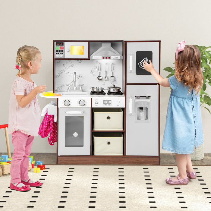 Interactive Kids Toy Kitchen Playset - With Attractive Lights, Sounds, Microwave and Coffee Maker Features - Perfect Gift for Children's Imagination and Role Play Fun