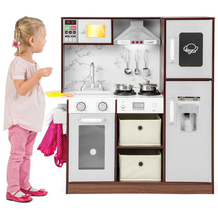 Interactive Kids Toy Kitchen Playset - With Attractive Lights, Sounds, Microwave and Coffee Maker Features - Perfect Gift for Children's Imagination and Role Play Fun