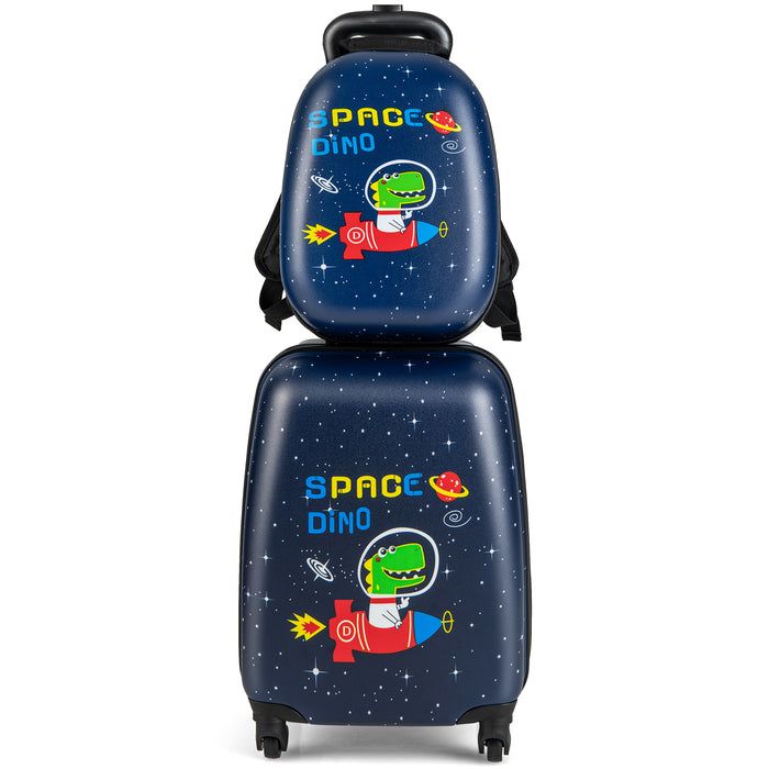 Luggage Set for Kids - 2 Pieces with Wheels and Adjustable Handle, Blue - Ideal for Comfortable and Convenient Travelling for Children