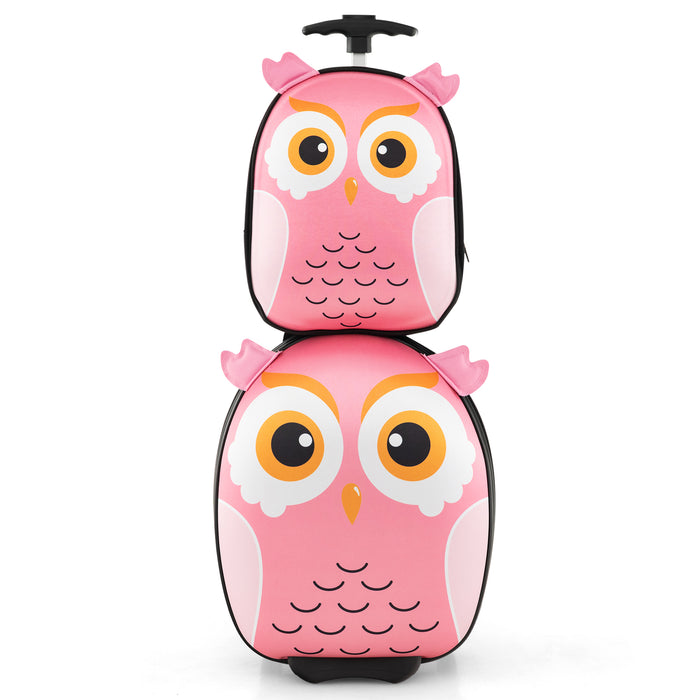 Kids Luggage Set - 40 cm Carry-on Luggage and 30 cm Backpack in Pink - Designed for Children and Travel Convenience