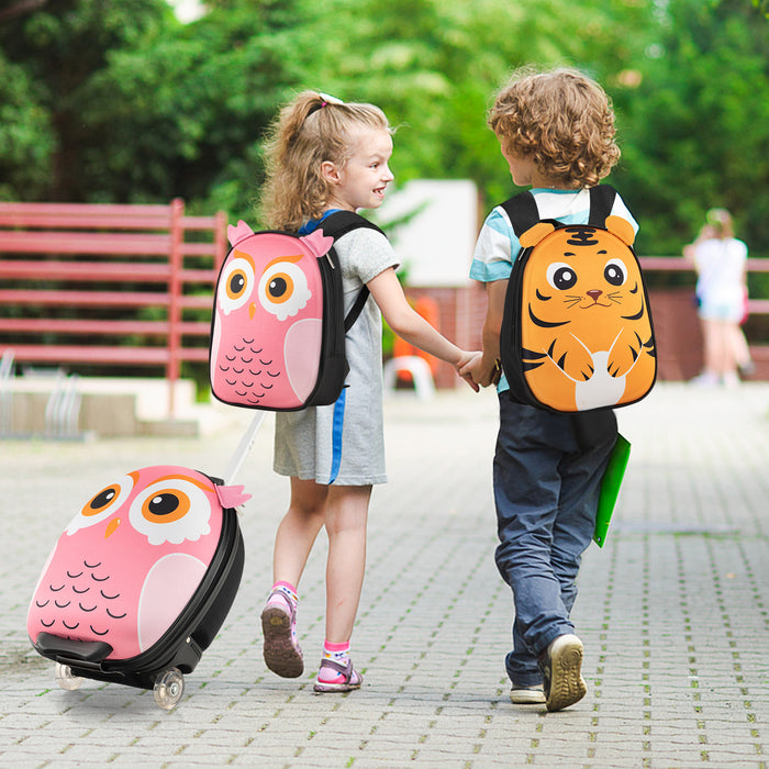 Kids Luggage Set - 40 cm Carry-on Luggage and 30 cm Backpack in Pink - Designed for Children and Travel Convenience