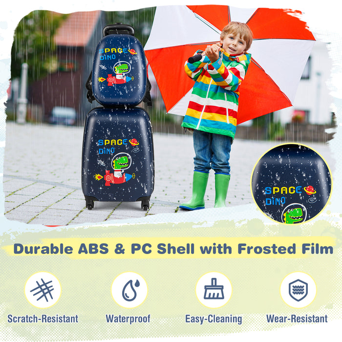 Luggage Set for Kids - 2 Pieces with Wheels and Adjustable Handle, Blue - Ideal for Comfortable and Convenient Travelling for Children