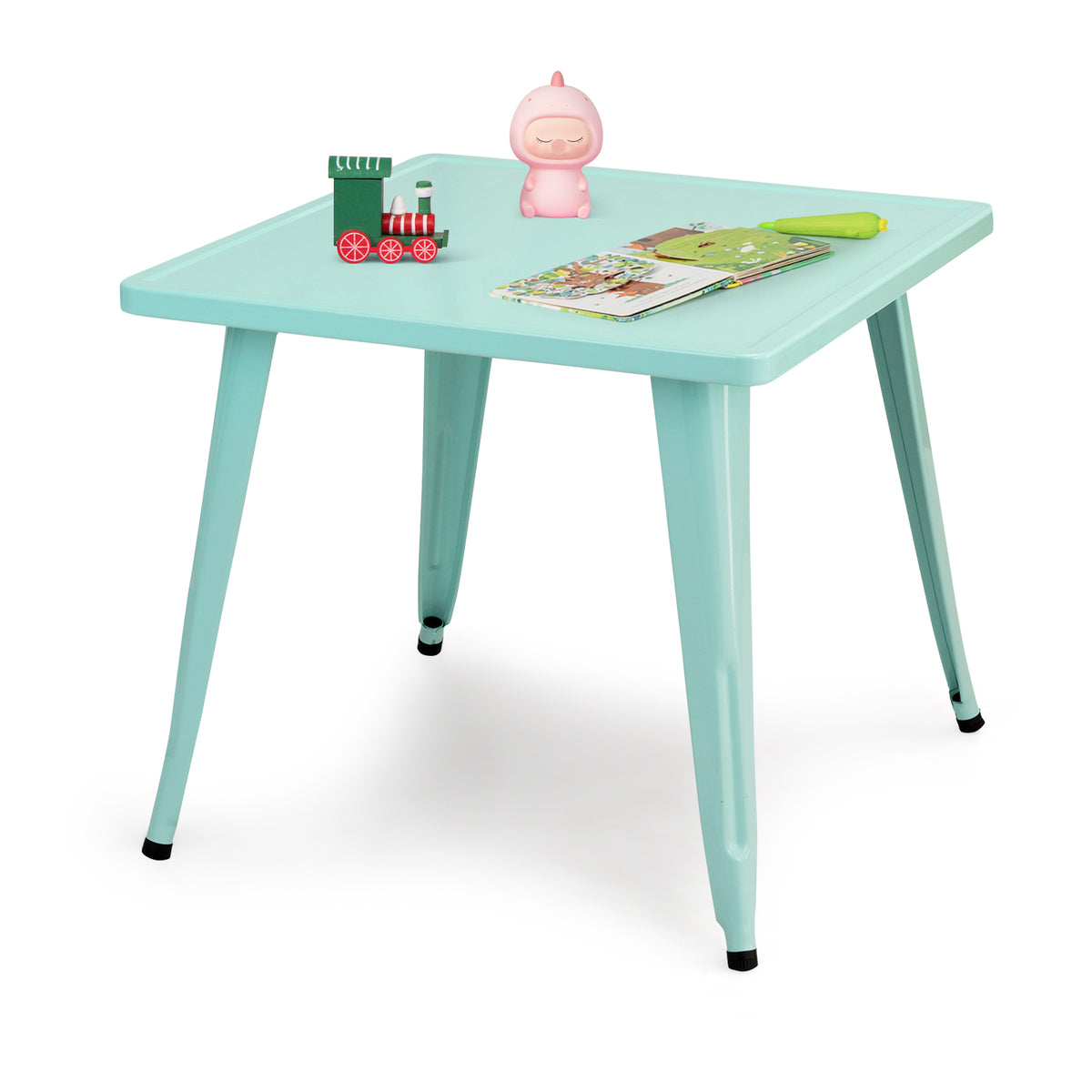 Kids Metal Square Table - Blue Table with Round Corners - Perfect for Children's Room or Play Area