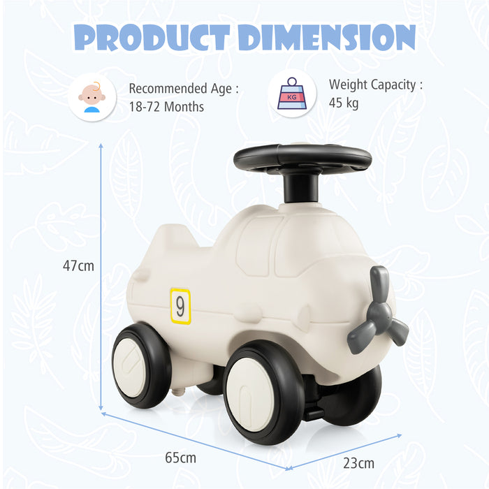 Plane Ride On Toy Car for Kids - With Cute Propeller and Flexible Steering Wheel - Perfect for Young Aviators and Enhancing Motor Skills
