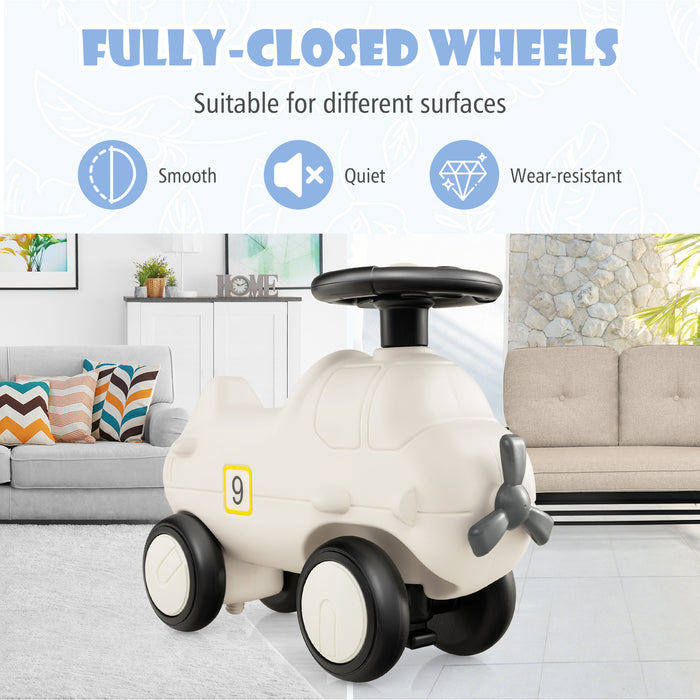 Plane Ride On Toy Car for Kids - With Cute Propeller and Flexible Steering Wheel - Perfect for Young Aviators and Enhancing Motor Skills