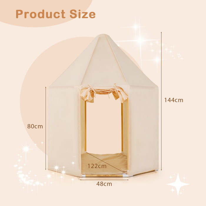 Child's Dream - Kids Play Tent with Double Door Access and Washable Mat in Elegant Beige - Ideal for Fun Indoor & Outdoor Playtimes