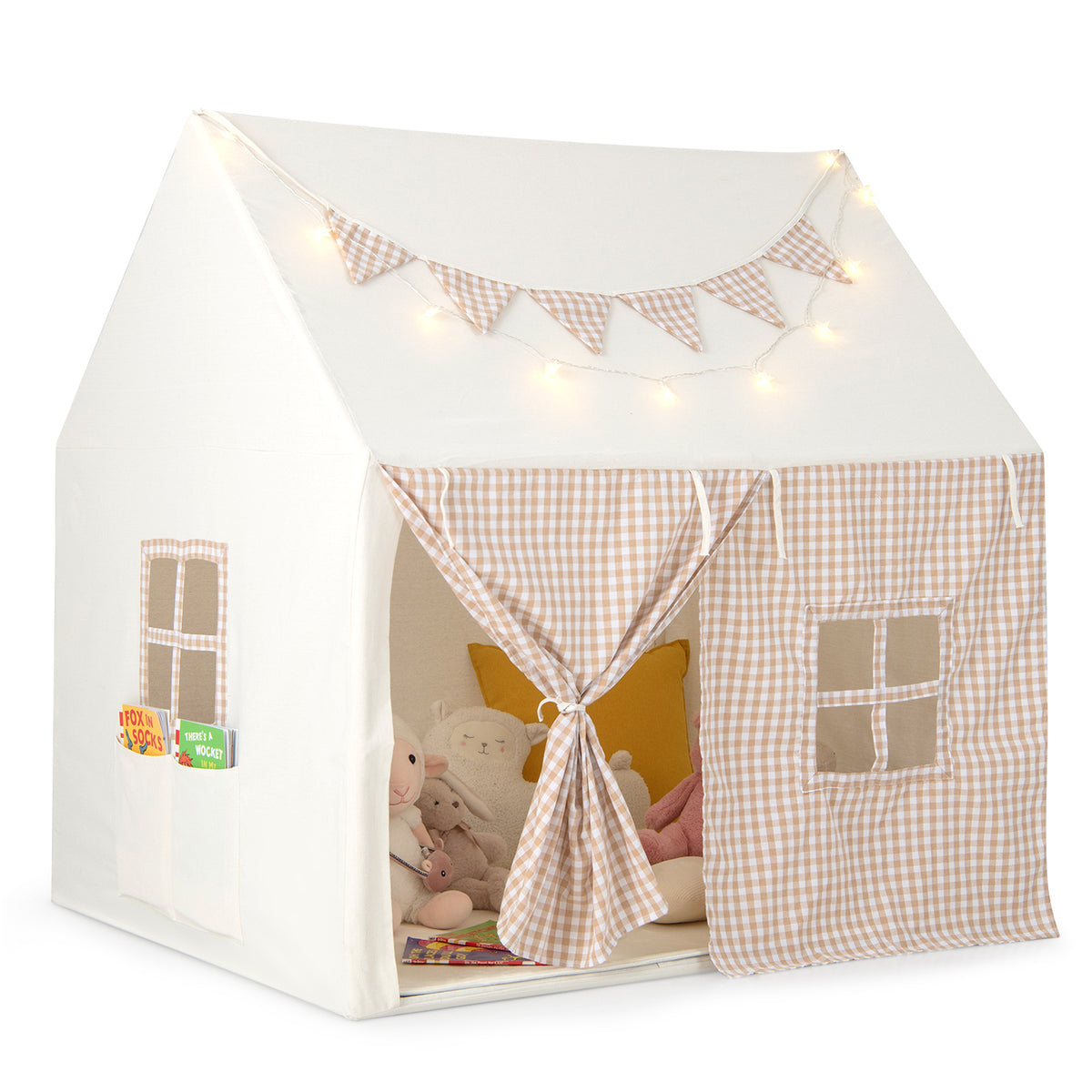 Play Tent with Padded Mat for Kids - Child-Friendly Indoor Play Structure - Perfect for Children Ages 3-8 Years Old in Beige