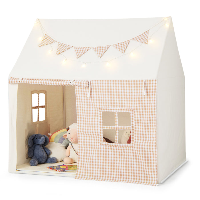 Play Tent with Padded Mat for Kids - Child-Friendly Indoor Play Structure - Perfect for Children Ages 3-8 Years Old in Beige