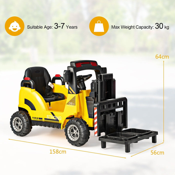 12V Kids Forklift - Ride-On Toy with Detachable Lift Pallet in Vibrant Yellow - Ideal for Boosting Children's Coordination & Creativity Skills