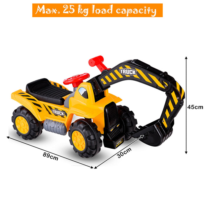 Kid's Interactive Construction Toy - Ride-On Digger with Safety Helmet and Toy Stones - Ideal for Imaginative Play and Physical Development